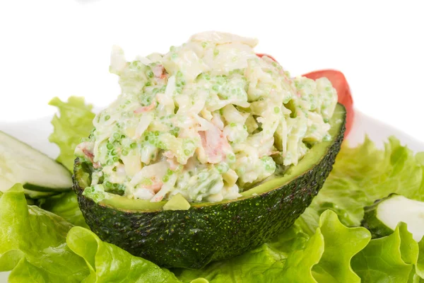 stock image Crab meat salad with green caviar in avocado - japan cusine