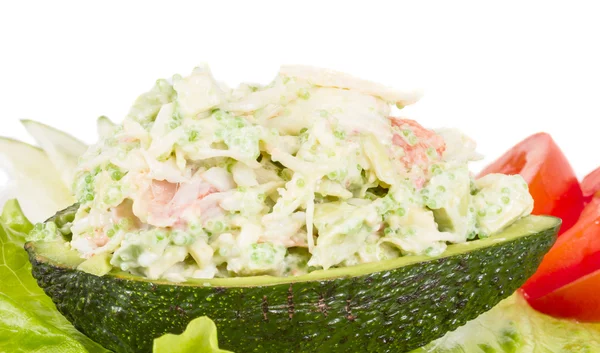 stock image Crab meat salad with green caviar in avocado - japan cusine