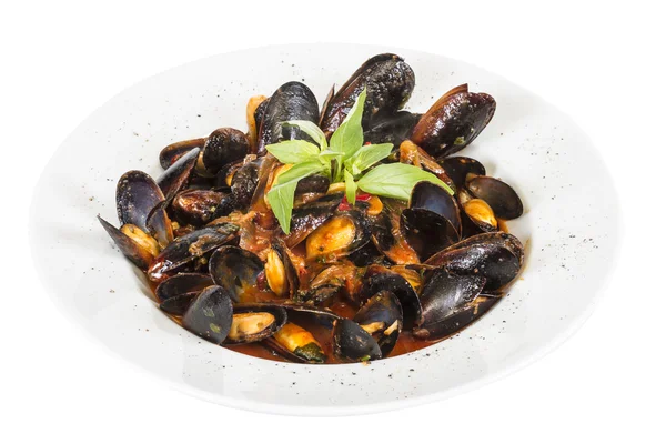 Close up on mussels on white background — Stock Photo, Image