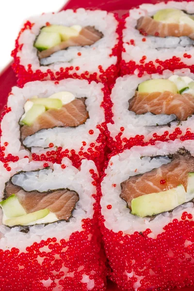 tobiko baharatlı maki sushi - sıcak rulo tobiko çeşitli tip (