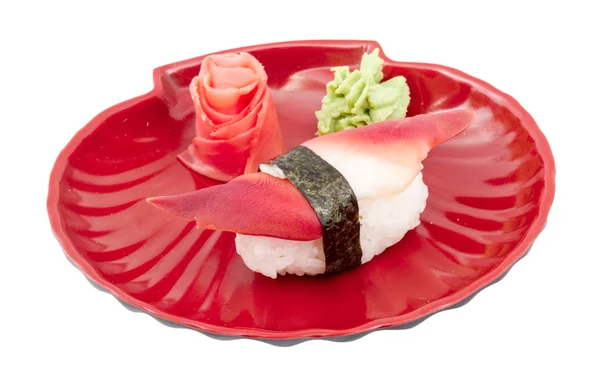 Hokkigai blötdjur sushi på vit bakgrund — Stockfoto