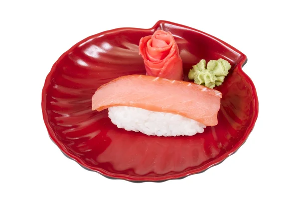 Σολομού σούσι με λευκό φόντο — Φωτογραφία Αρχείου