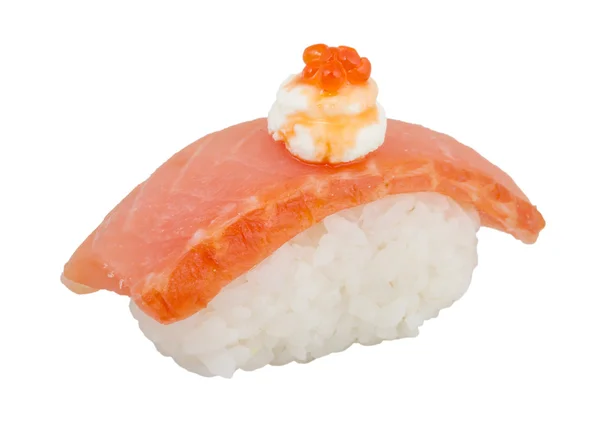 Суши из лосося на белом фоне — стоковое фото