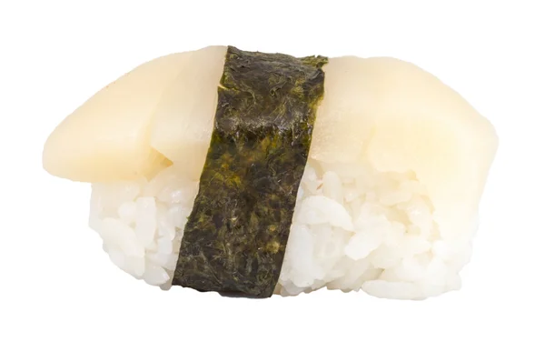 寿司扇贝与孤立在白色背景上的扇贝切片 — 图库照片