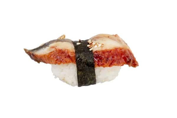 Sushi all'anguilla. Isolato su bianco . — Foto Stock