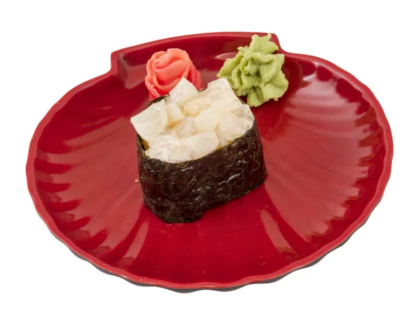 Przyprawa sushi hotate sauced kromki muszelki na białym tle na whi — Zdjęcie stockowe