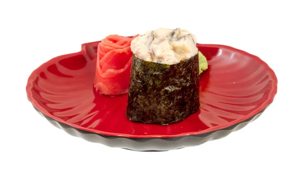 Spice sushi unagi with sauced slices of smoked Eel isolated on w — Stock Photo, Image