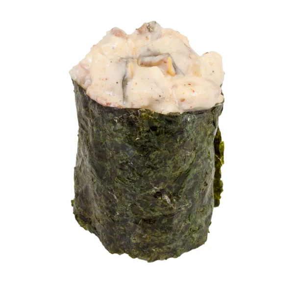 Spice sushi unagi com fatias de enguia defumada com molho isolado em w — Fotografia de Stock