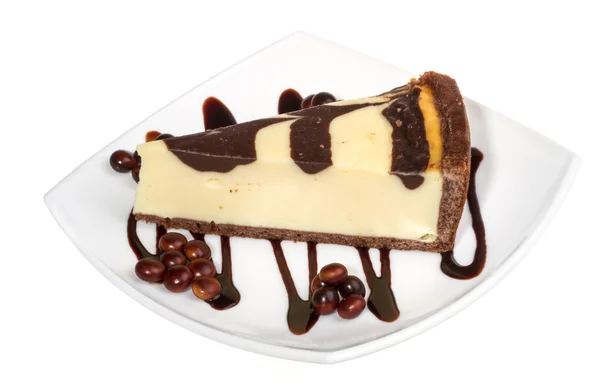 Cheesecake med choklad sås — Stockfoto