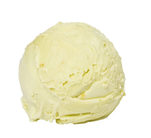 Cuillère de crème glacée pistache du haut sur fond blanc — Photo