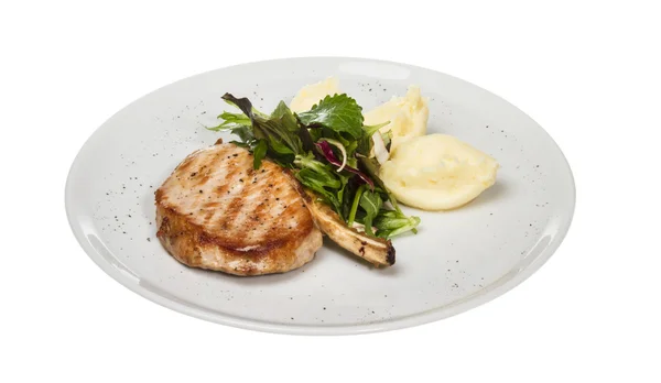 stock image Grilled pork with salad and potato