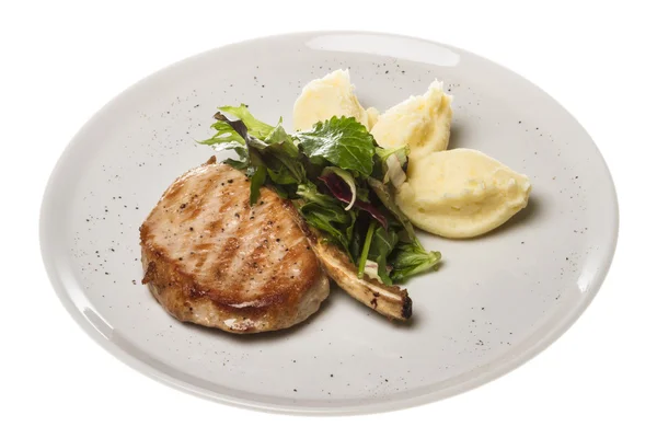 stock image Grilled pork with salad and potato