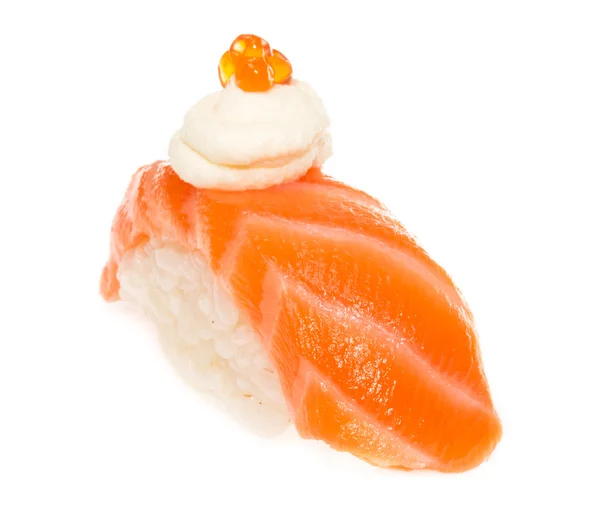 흰 배경에 있는 살몬 초밥 — 스톡 사진