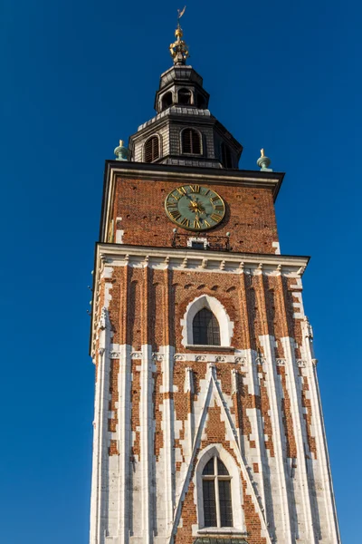 Wieża ratusza na głównym placu miasta Krakowa — Zdjęcie stockowe