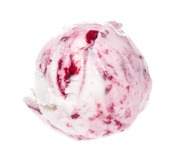Scoop of strawberry ice cream from top on white background Royalty Free Stock Photos