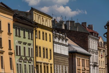 krakow, Polonya eski kasaba evi güzel cephe