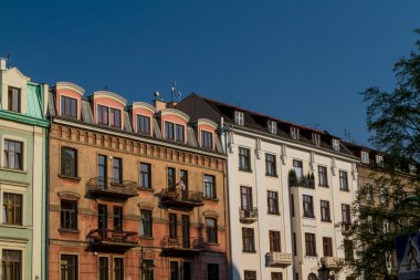 krakow, Polonya eski kasaba evi güzel cephe