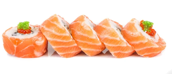 stock image Japanese sushi traditional japanese food.Roll made of salmon, red cavair, roe and cream