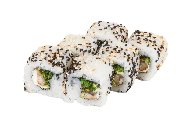 Japanese traditional Cuisine - Maki Roll with Nori , Cream Cheese and Eel. — Stock Photo, Image