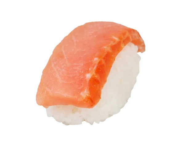 白い背景とサーモン寿司 — ストック写真