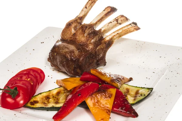 Gourmet Main Entree Course Grilled Lamb стейк — стоковое фото