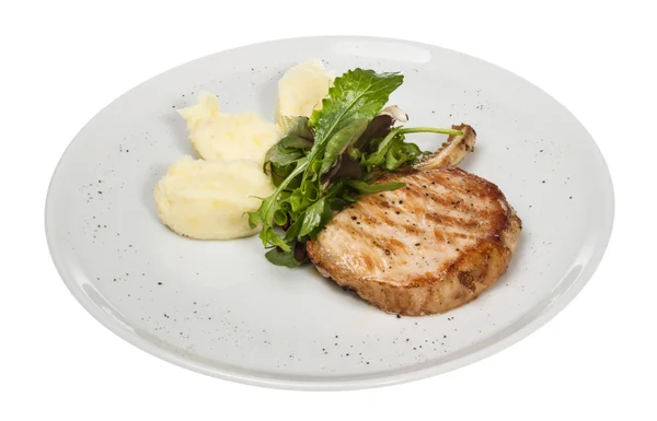 stock image Grilled pork with salad and potato