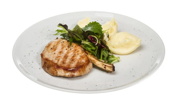 stock image Grilled pork with salad and potato