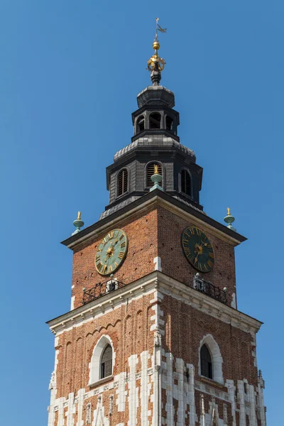 Radniční věž na hlavním náměstí v Krakově — Stock fotografie