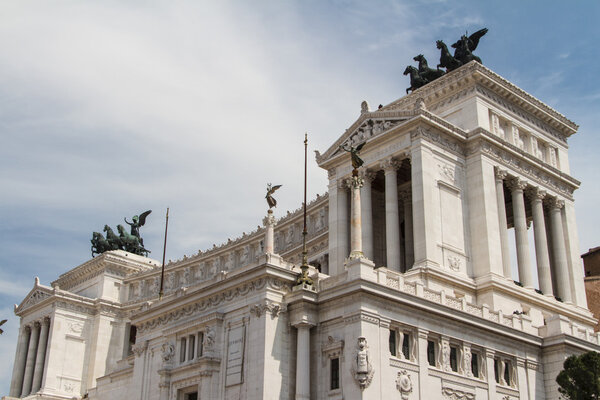 Equestrian monument to Victor Emmanuel II near Vittoriano at day in Rome, Italy
