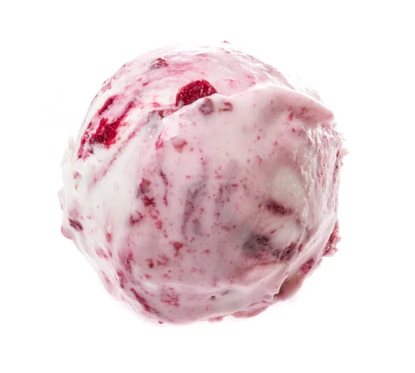 Scoop of strawberry ice cream from top on white background Stock Image