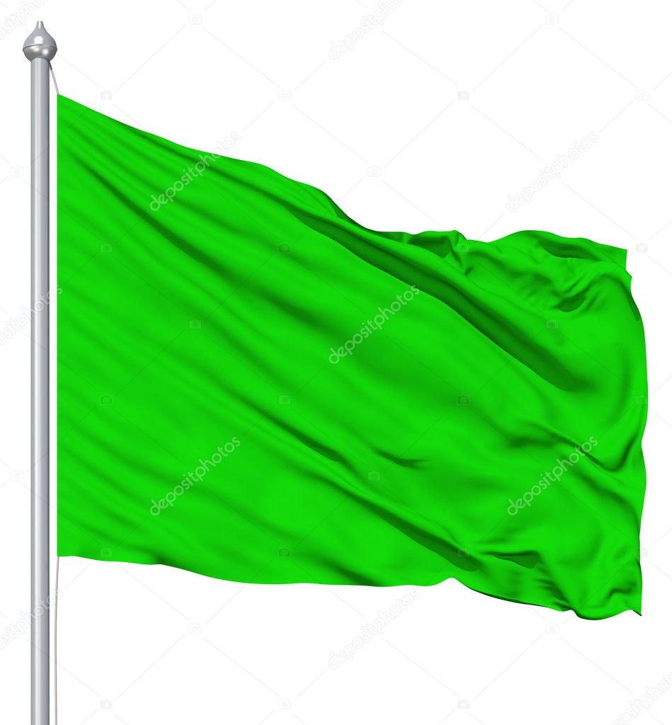 depositphotos_11064930 stock photo green blank flag with flagpole