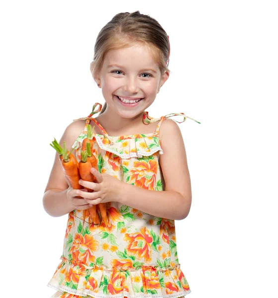 Kleines Mädchen mit der Karotte — Stockfoto