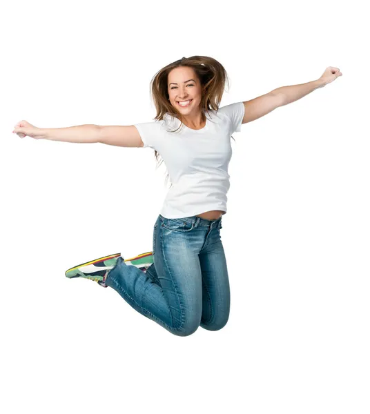 Schönes springendes Mädchen — Stockfoto