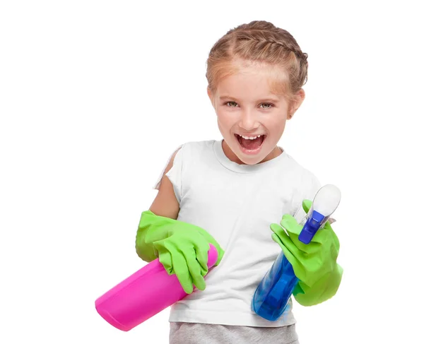 Malá holčička, čištění — Stock fotografie