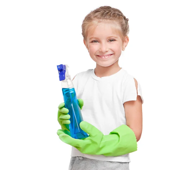 Klein meisje schoonmaken — Stockfoto