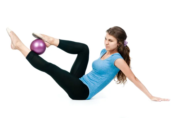 Gymnastka dívka s míčem — Stock fotografie