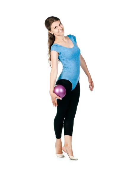 Ragazza ginnasta con una palla — Foto Stock
