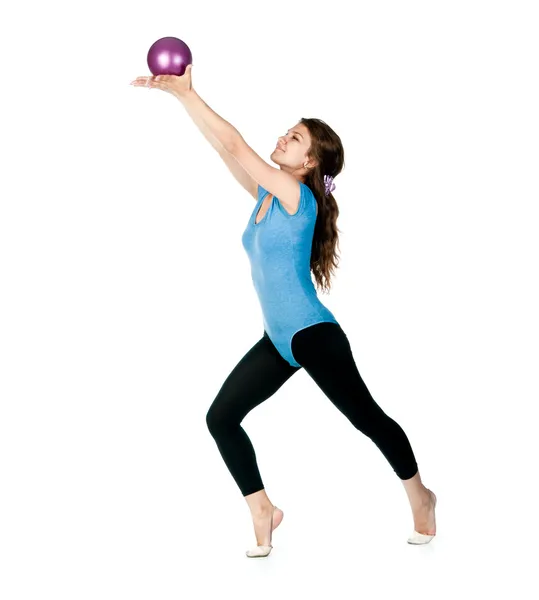 Γυμναστής κορίτσι με μια μπάλα — Φωτογραφία Αρχείου
