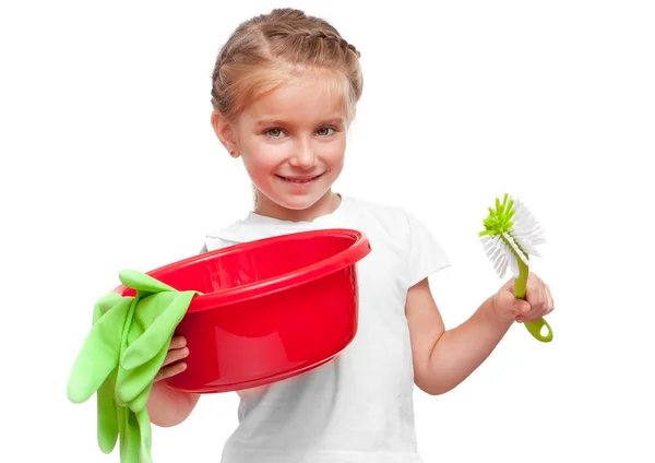 Kleines Mädchen beim Putzen — Stockfoto