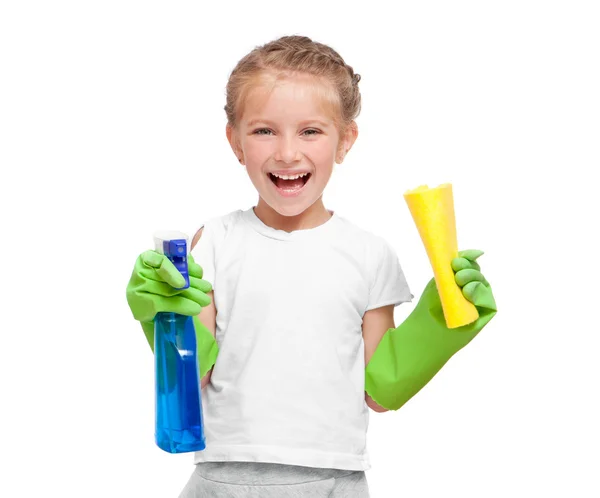 Kislány tisztítás — Stock Fotó