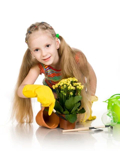 Μικρό κορίτσι με ένα λουλούδι — Φωτογραφία Αρχείου