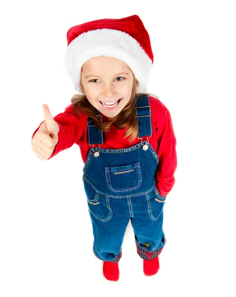 Liten flicka i santa hatt — Stockfoto