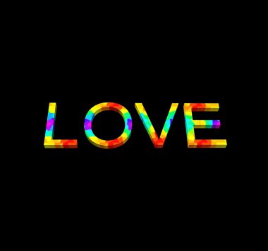 Word Love on black background clipart