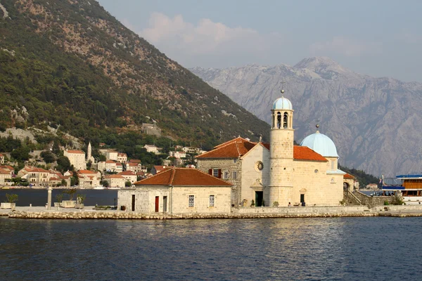 stock image Island church in Perast Boka Kotorska Bay, Montenegro