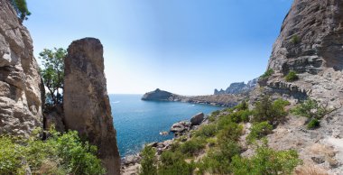 Summer view sahil. Sudak plaj. Karadeniz, Ukrayna