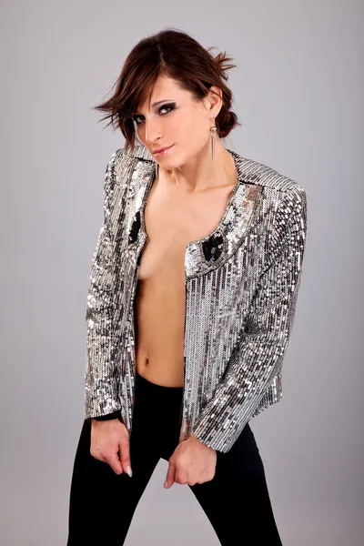 Vacker sexig tjej bär disco kläder — Stockfoto