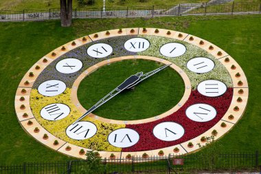 KIEV,UKRAINE - JUNE 8: Clock flowerbed is estabished in Kiev as clipart