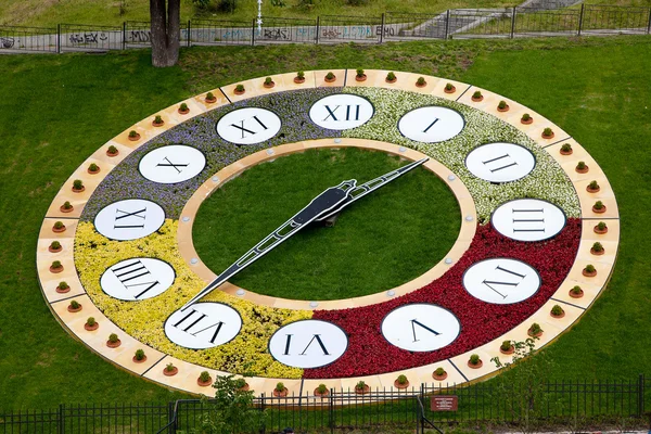 stock image KIEV,UKRAINE - JUNE 8: Clock flowerbed is estabished in Kiev as