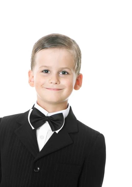 Αγόρι σε ένα κοστούμι χαμόγελα — Φωτογραφία Αρχείου