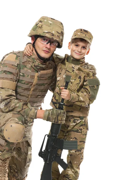 Militaire vader en zoon — Stockfoto